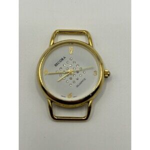 Becora Women’s Quartz Watch Gold Tone White Dial Rhinestones